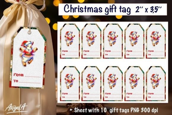 Download Christmas Animal Cute Goat Gift Tag PNG - Gift tag png Collection