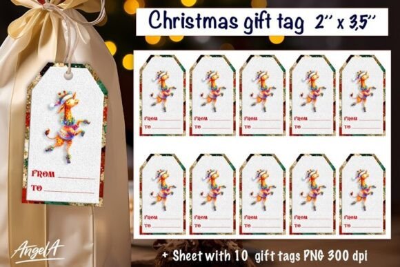 Download Christmas Cute Giraffe Gift Tag PNG - Gift tag png Collection