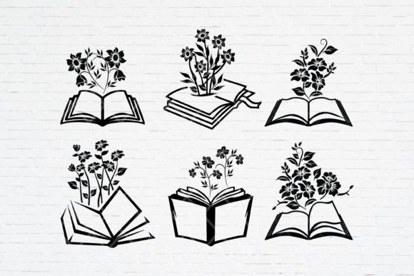 Download Floral Book Silhouette Logo Svg - Book silhouette Collection