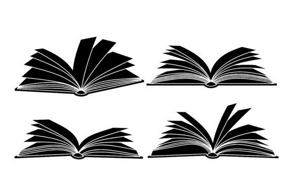 Download Flying Pages Open Book Silhouette - Book silhouette Collection