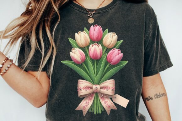 Download Pink Peach Tulips Bouquet Gift Tag Png - Gift tag png Collection