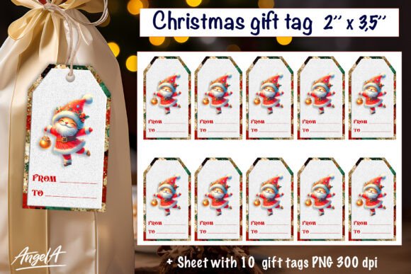 Download Funny Christmas Santa Gnome Gift Tag PNG - Premium Resources