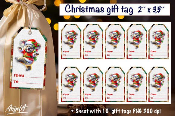 Download Christmas Animal Cute Koala Gift Tag PNG - Premium Resources