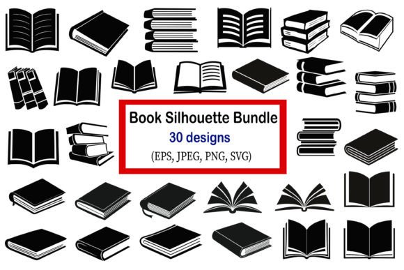 Download Book Silhouette SVG Bundle - Book silhouette Collection
