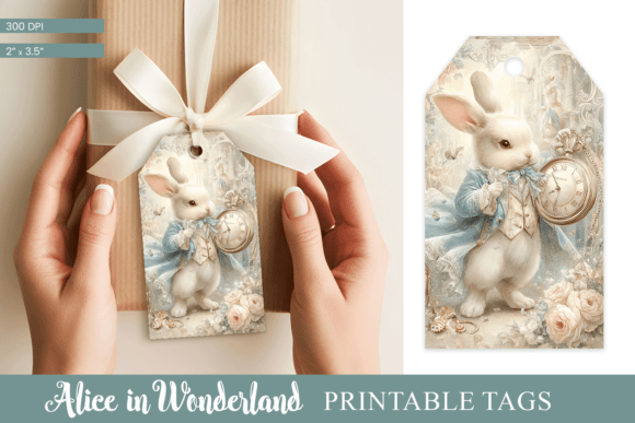 Download Alice Rabbit Printable Gift Tag PNG - Gift tag png Collection